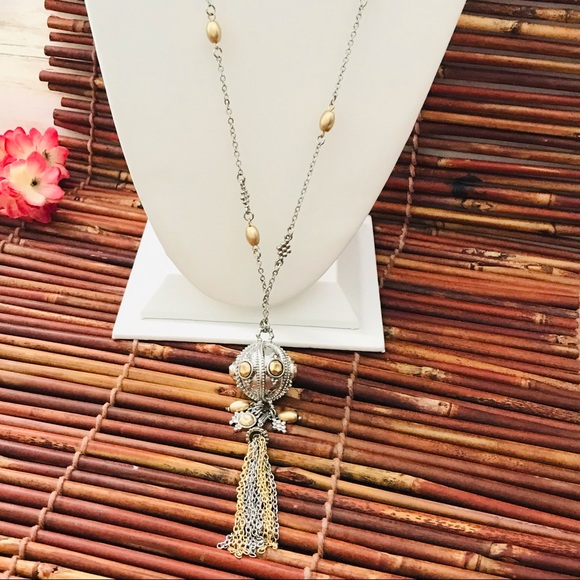 Chico’s Sirena Long Necklace Ball Tassel NWT - Picture 2 of 8